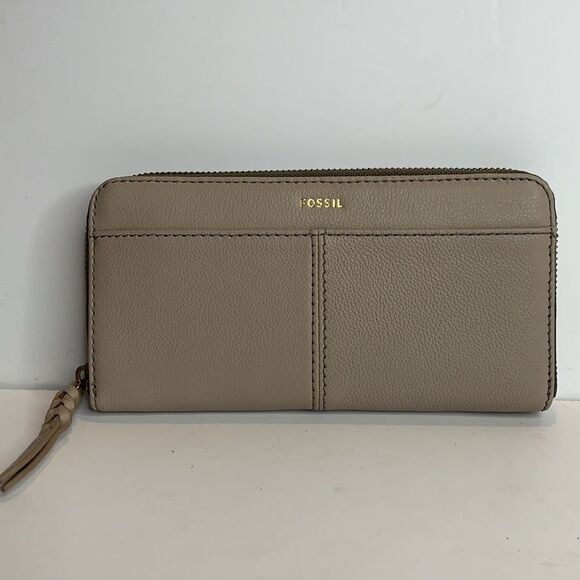 Fossil Zara gray leather zip around clutch wallet NWT - Picture 3 of 7